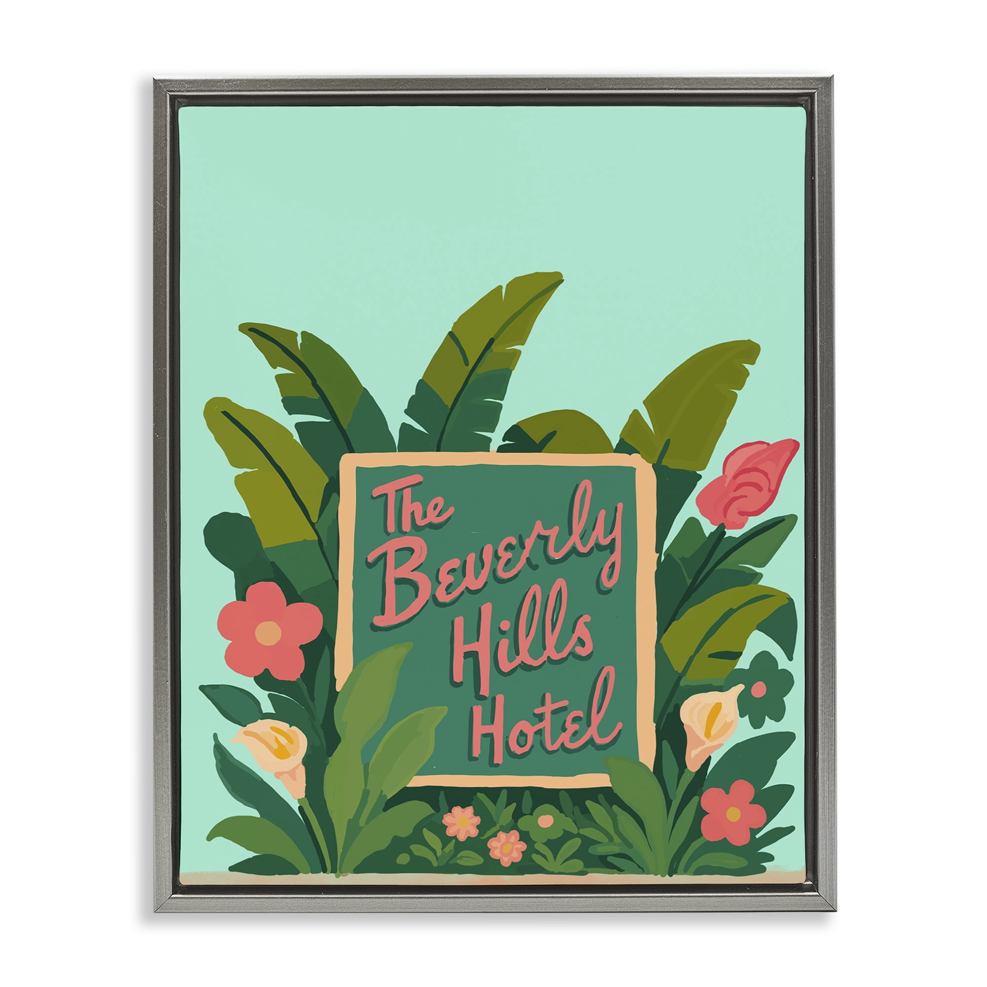 Stupell Industries Beverly Hills Hotel Gray Framed Floater Canvas Wall Art, design by Amelia Noyes