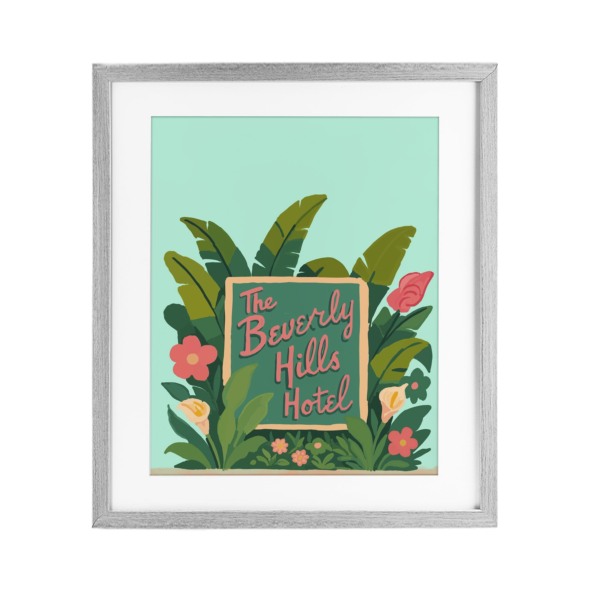Stupell Industries Beverly Hills Hotel Gray Framed Print Under Glass, design by Amelia Noyes