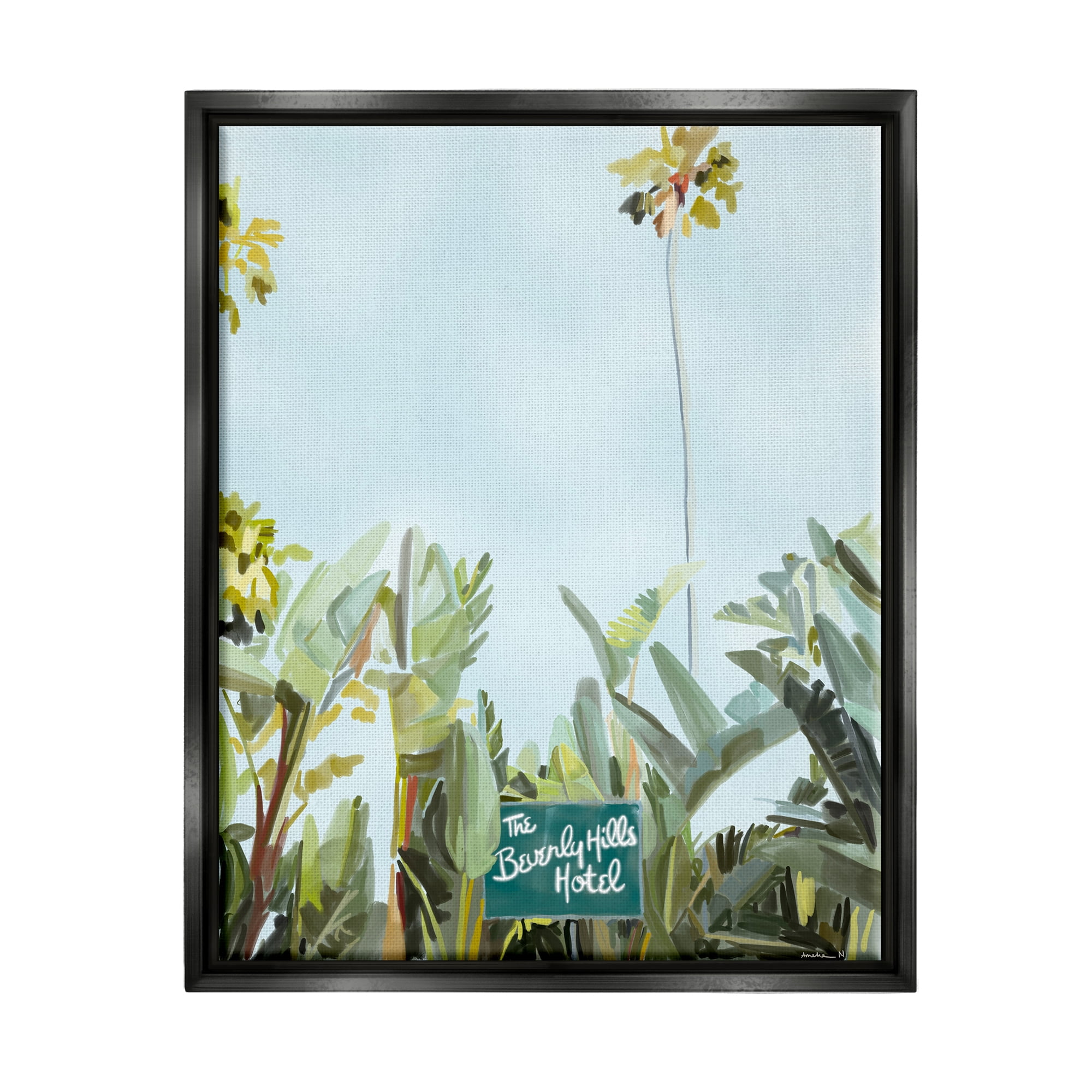 Stupell Industries Beverly Hills Hotel Plants Botanical & Floral Painting Black Floater Framed Art Print Wall Art, 17 x 21
