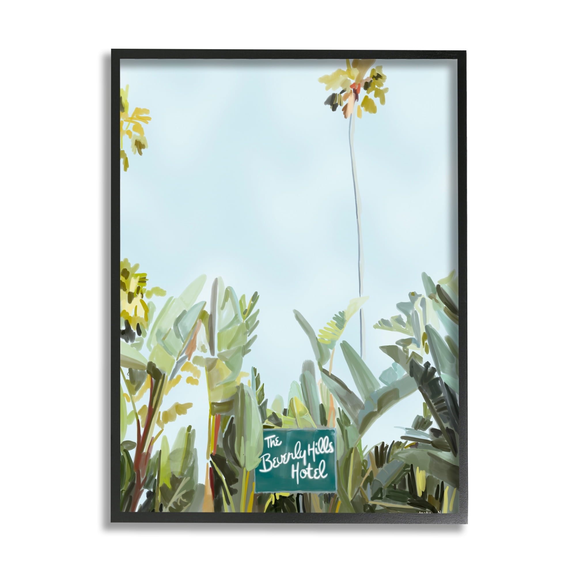Stupell Industries Beverly Hills Hotel Plants Botanical & Floral Painting Black Framed Art Print Wall Art, 24 x 30