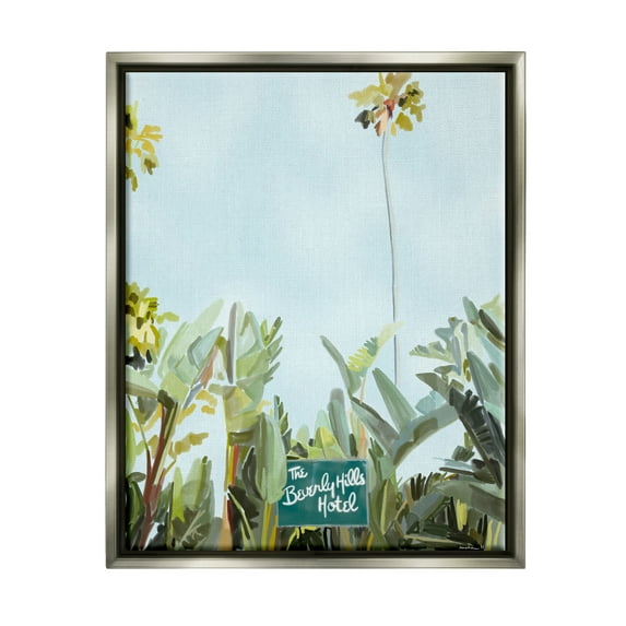 Stupell Industries Beverly Hills Hotel Plants Botanical & Floral Painting Gray Floater Framed Art Print Wall Art, 17 x 21