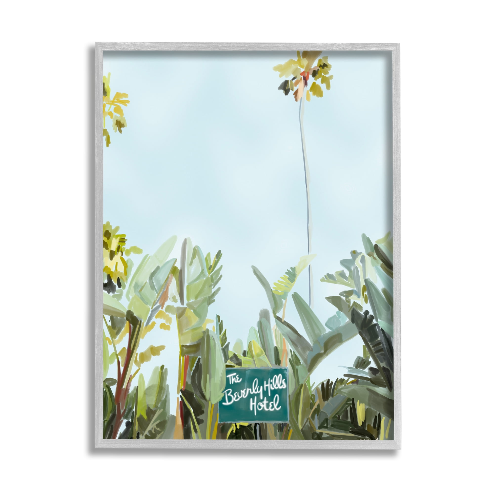 Stupell Industries Beverly Hills Hotel Plants Botanical & Floral Painting Gray Framed Art Print Wall Art, 16 x 20