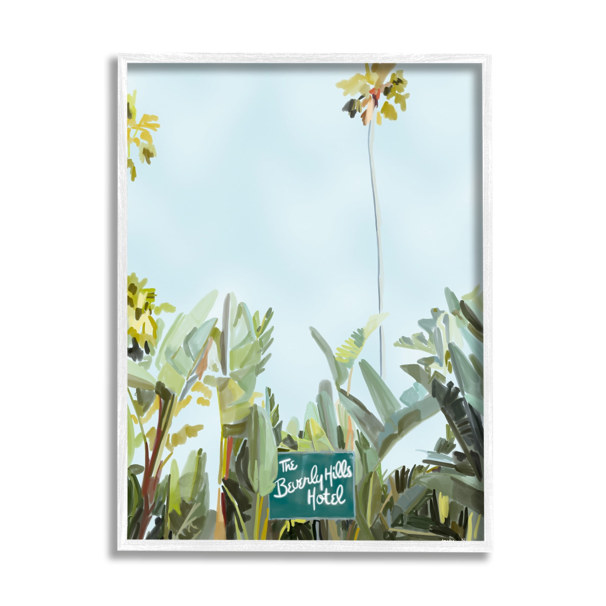 Stupell Industries Beverly Hills Hotel Plants Botanical & Floral Painting White Framed Art Print Wall Art, 24 x 30