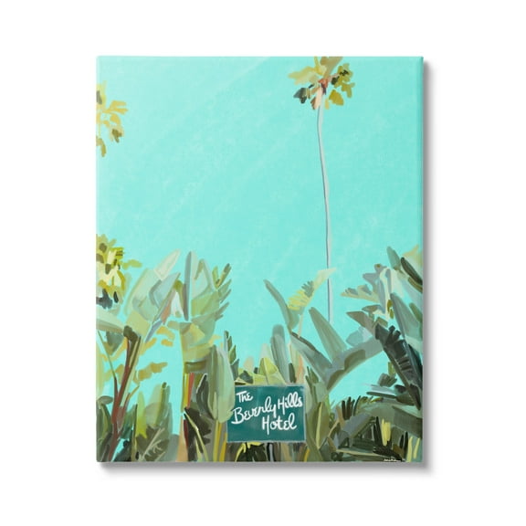 Stupell Industries Beverly Hills Hotel Tropical Palms Coastal Painting Gallery Wrapped Canvas Print Wall Art