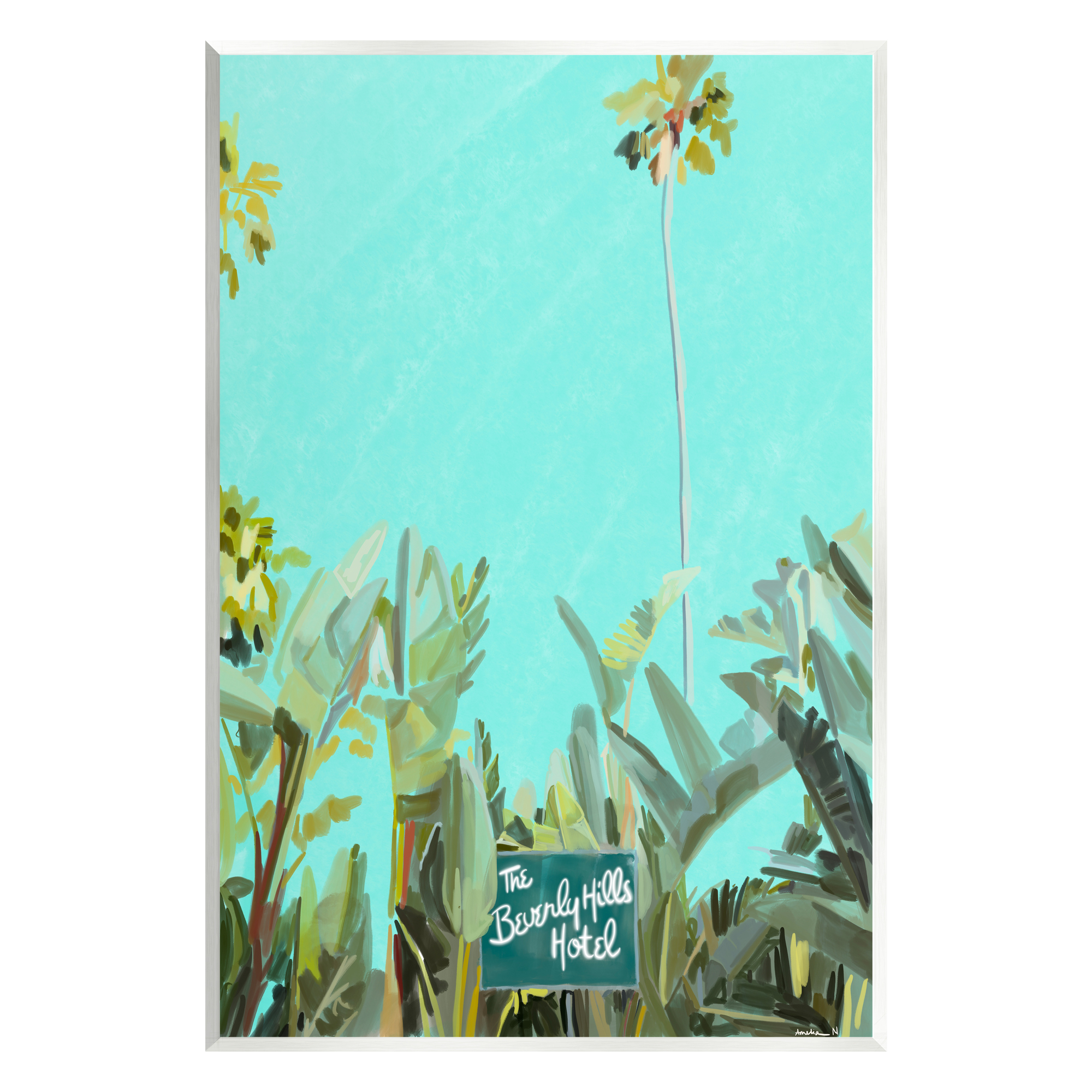 Stupell Industries Beverly Hills Hotel Tropical Palms Coastal Painting Unframed Art Print Wall Art