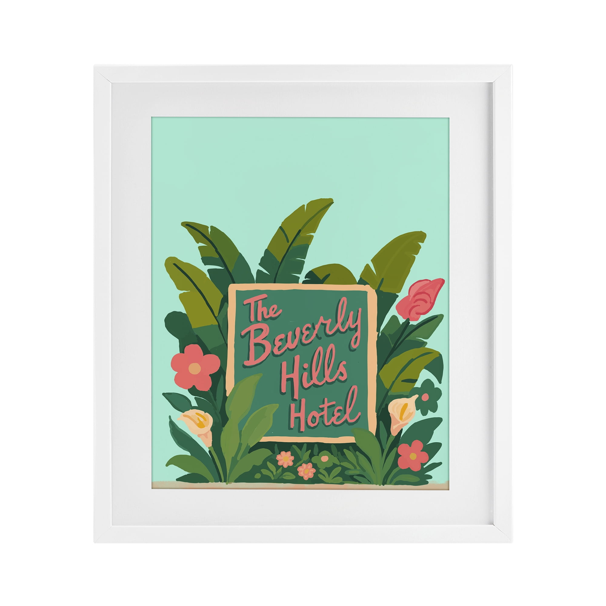 Stupell Industries Beverly Hills Hotel White Framed Print Under Glass, design by Amelia Noyes