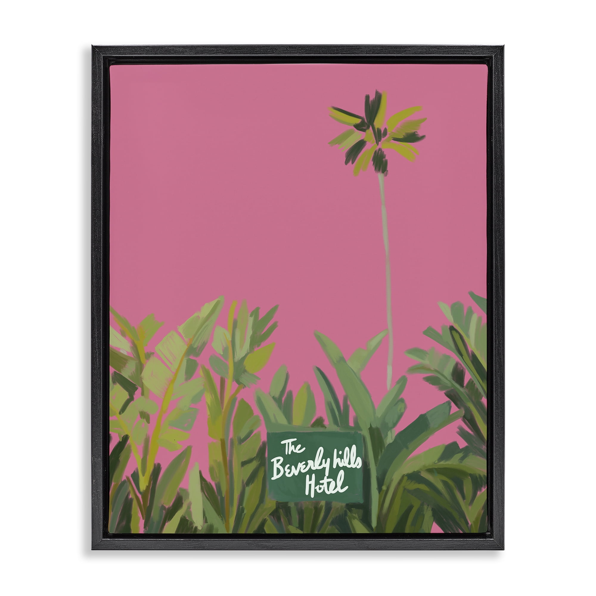 Stupell Industries Beverly Hills Pink & Green Black Framed Floater Canvas Wall Art, design by Amelia Noyes