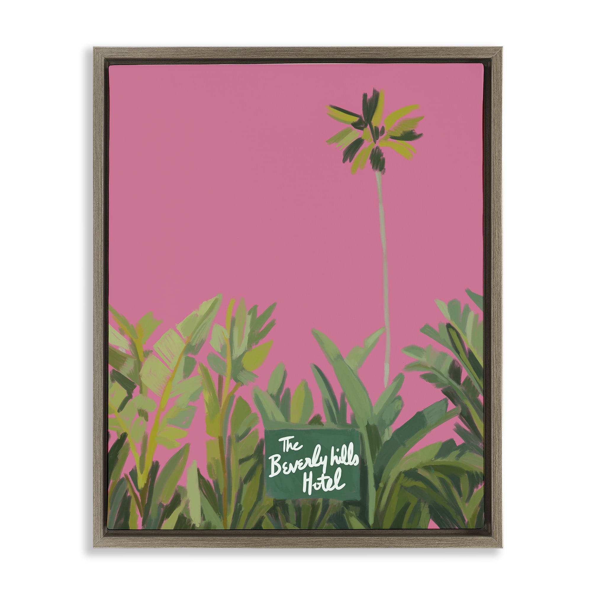 Stupell Industries Beverly Hills Pink & Green Brown Framed Floater Canvas Wall Art, design by Amelia Noyes