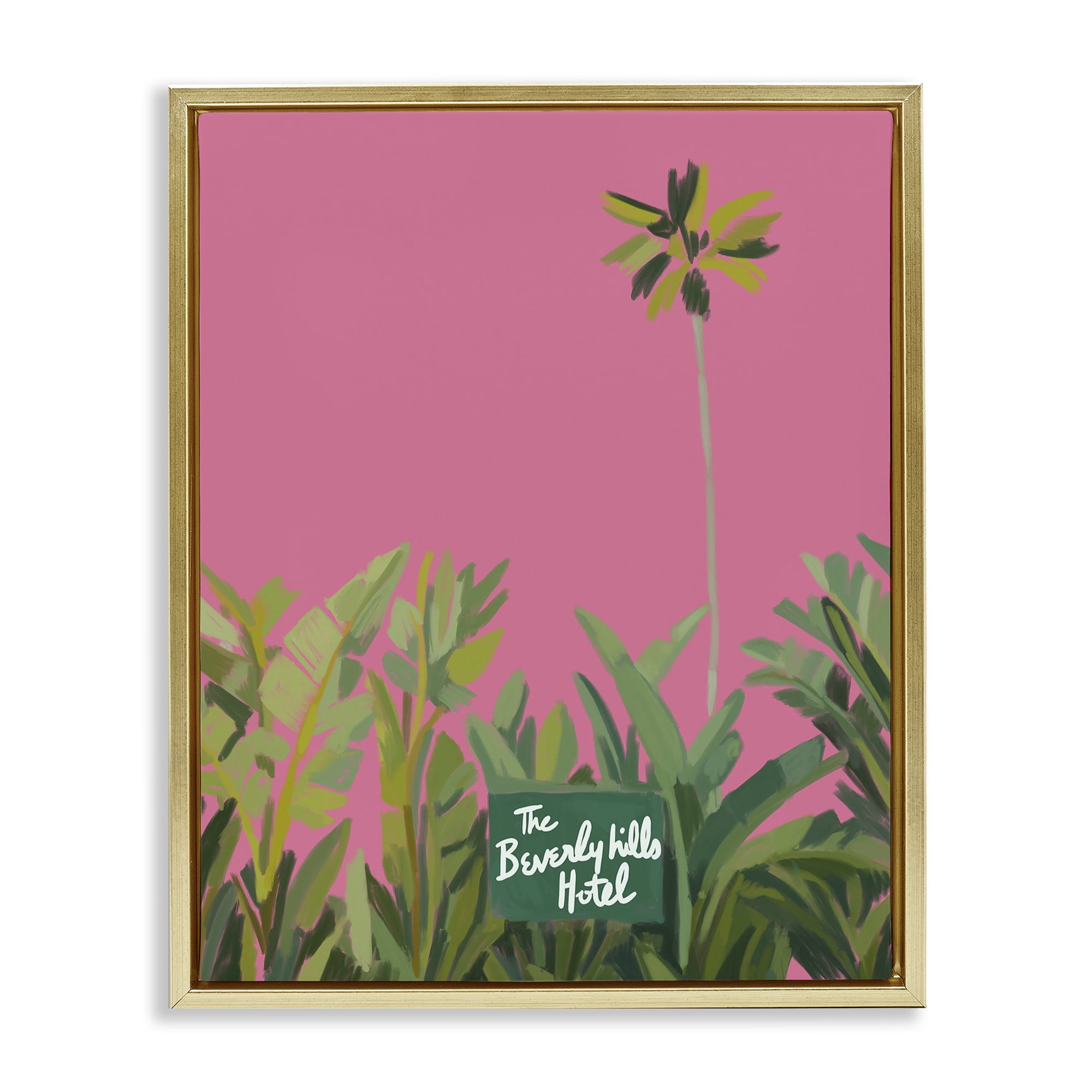 Stupell Industries Beverly Hills Pink & Green Gold Framed Floater Canvas Wall Art, design by Amelia Noyes