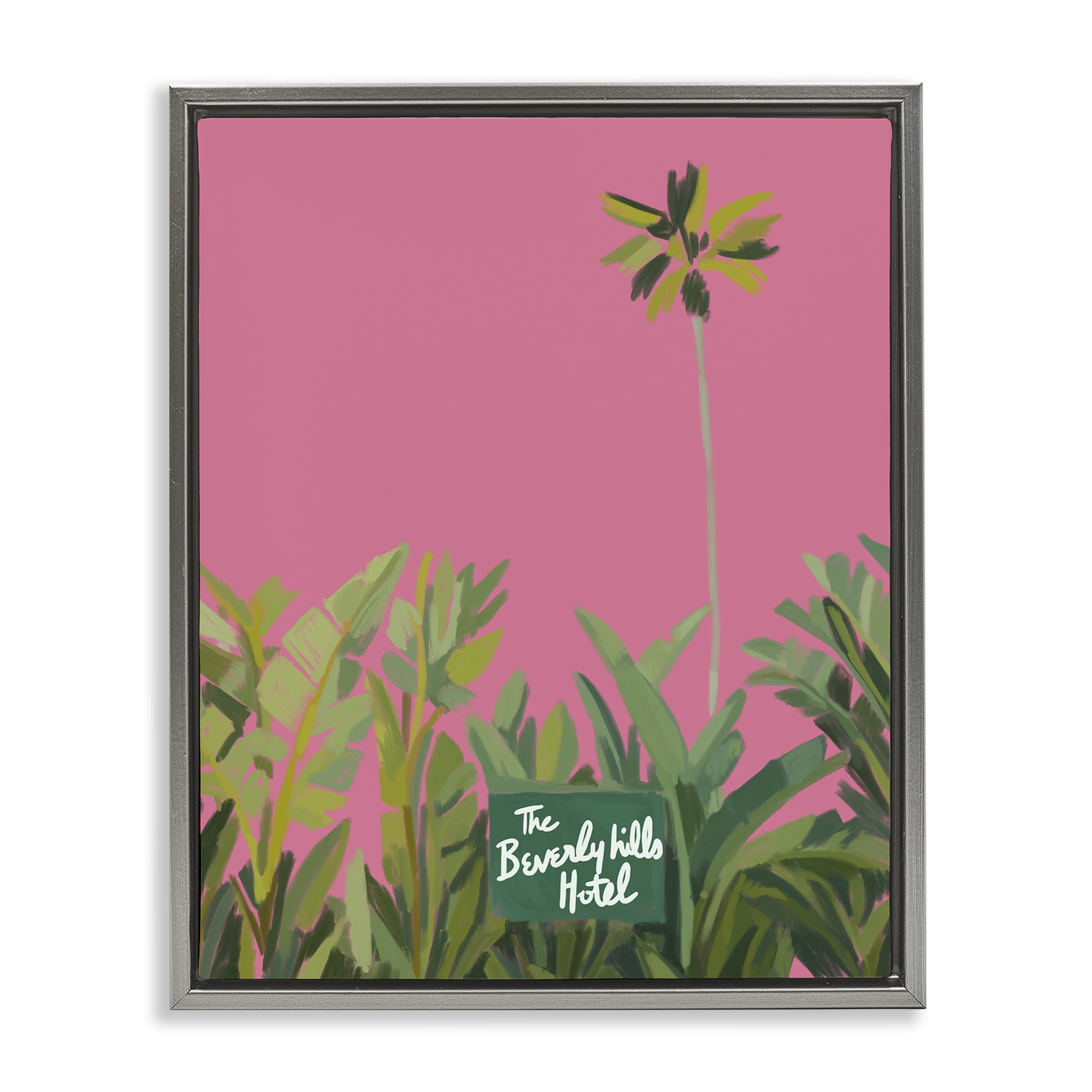 Stupell Industries Beverly Hills Pink & Green Gray Framed Floater Canvas Wall Art, design by Amelia Noyes