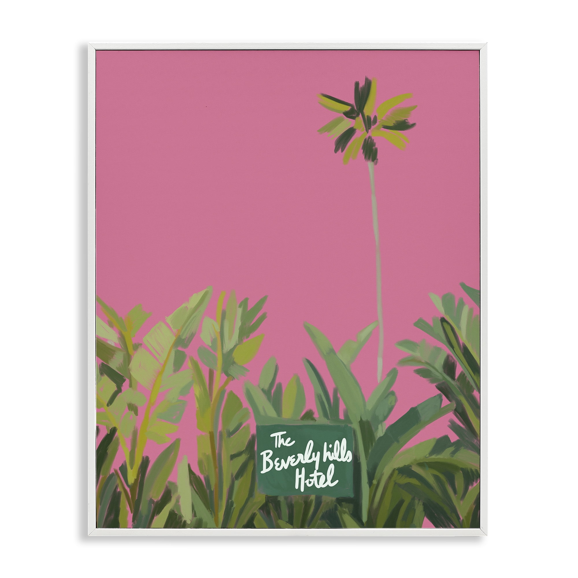 Stupell Industries Beverly Hills Pink & Green White Framed Giclee Art, design by Amelia Noyes