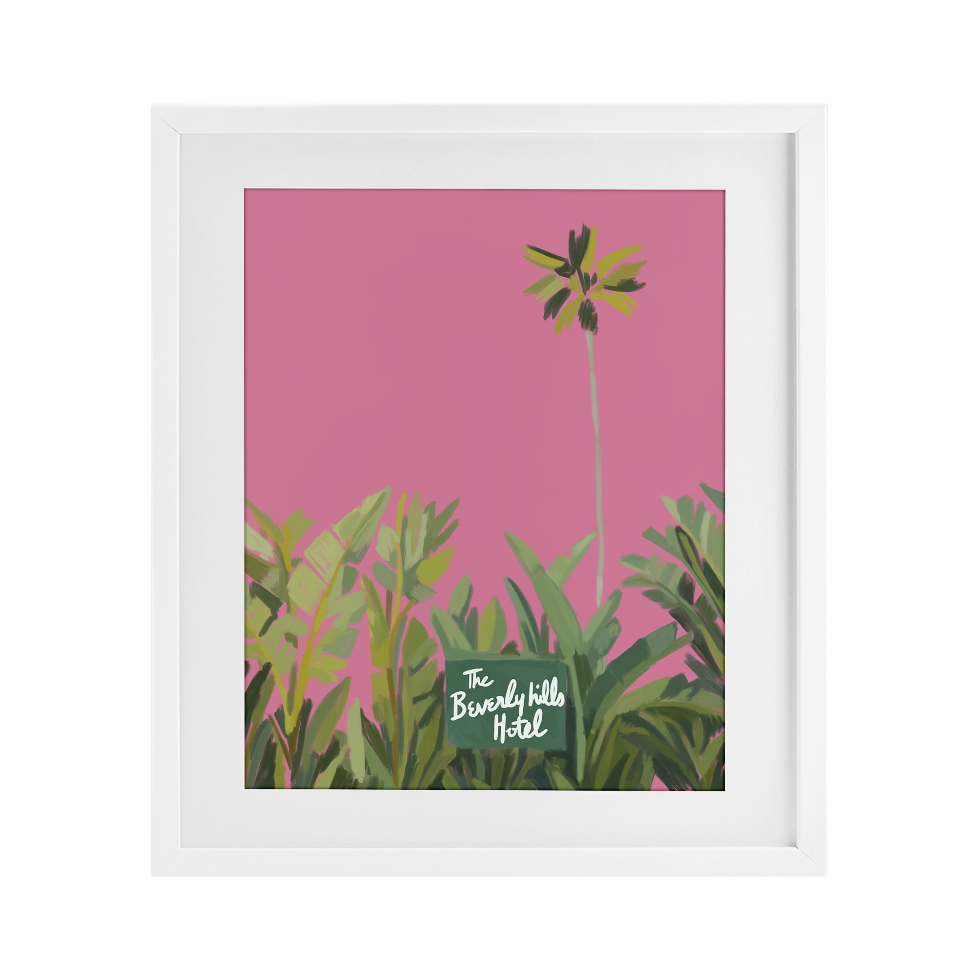 Stupell Industries Beverly Hills Pink & Green White Framed Print Under Glass, design by Amelia Noyes