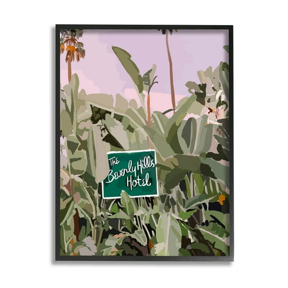 Stupell Industries Beverly Hills Tropical Vacation Graphic Art Black Framed Art Print Wall Art, Design by Amelia Noyes