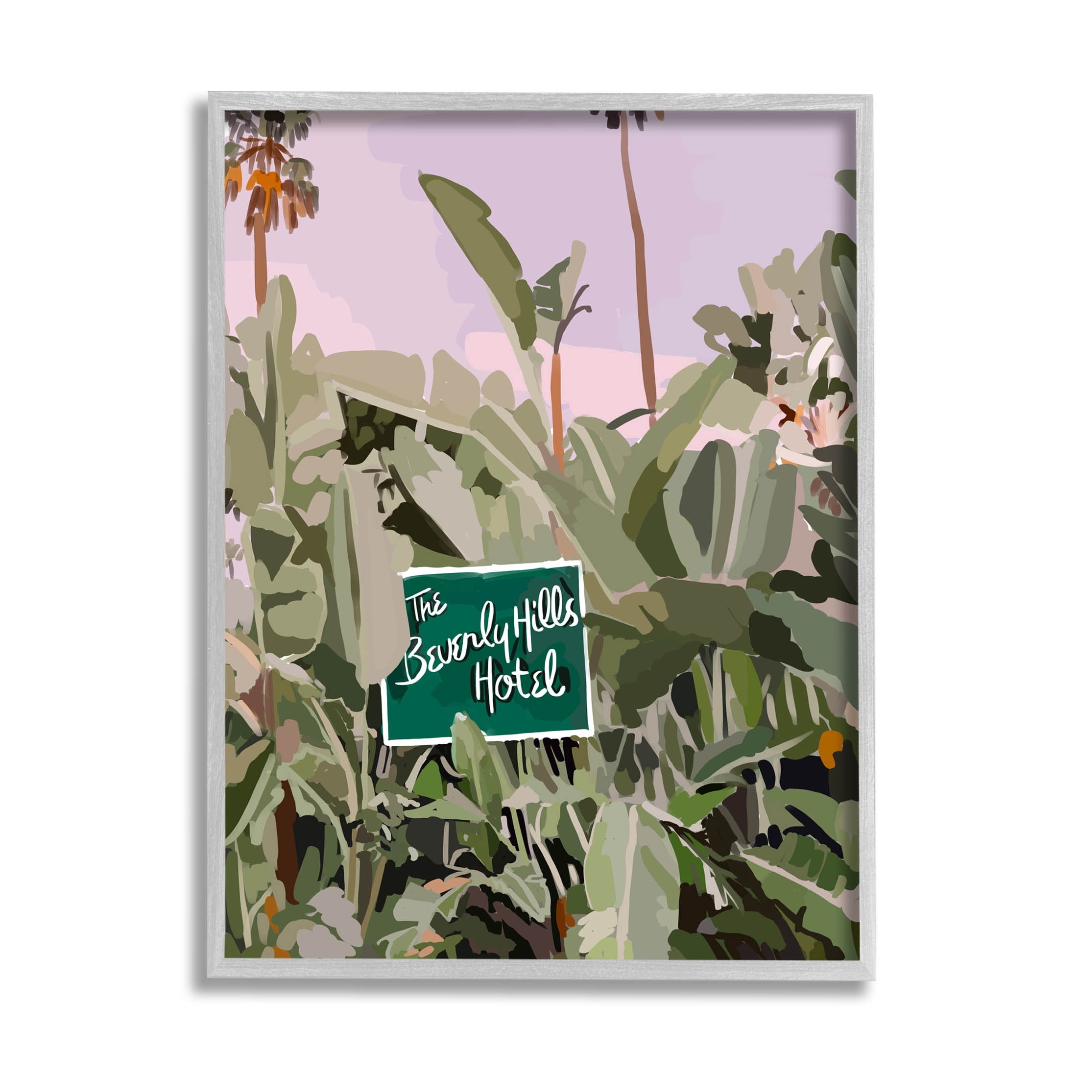 Stupell Industries Beverly Hills Tropical Vacation Graphic Art Gray Framed Art Print Wall Art, Design by Amelia Noyes