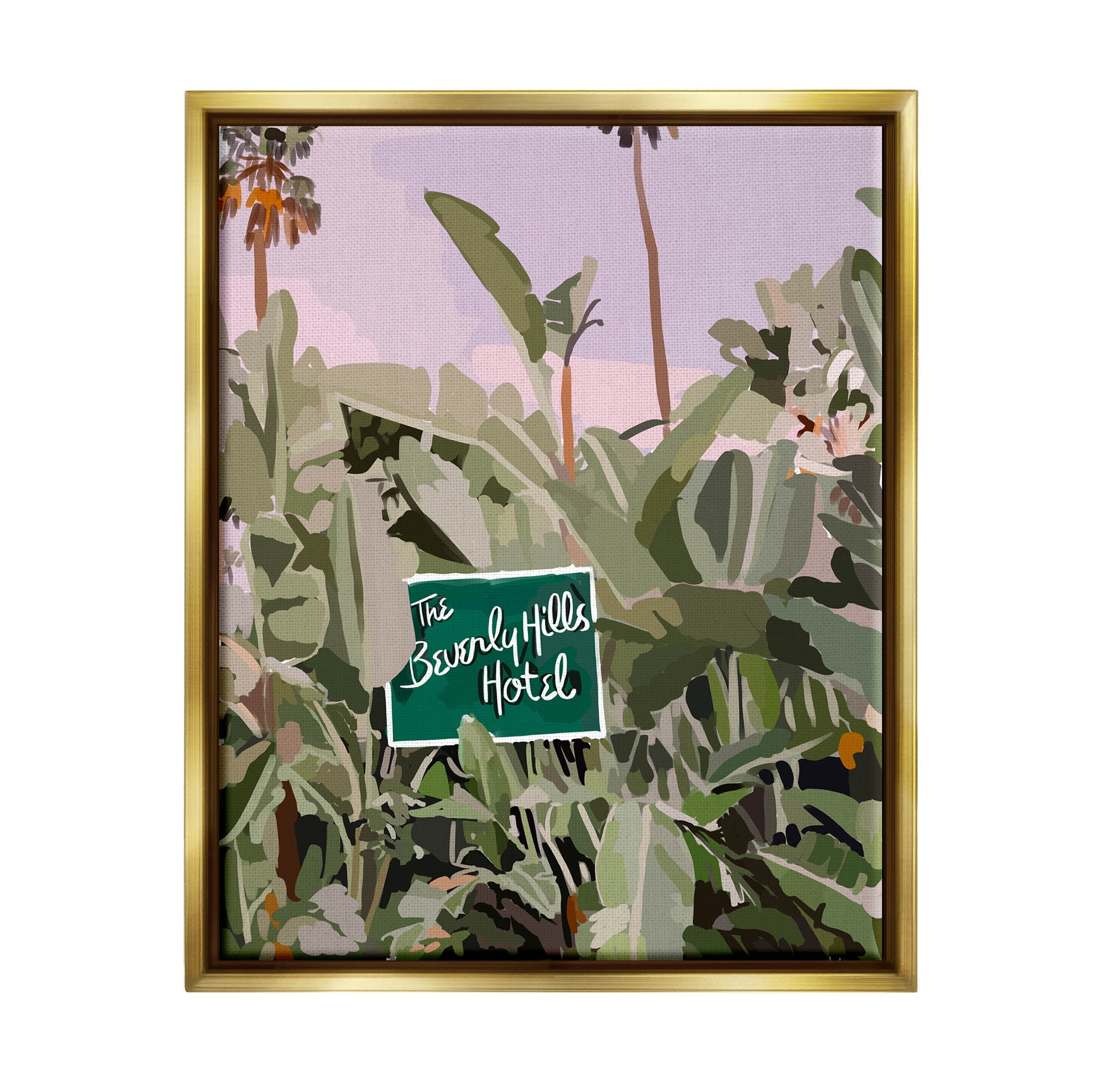 Beverly Hills Tropical Vacation Metallic Gold Framed Canvas Print, 17 x 21