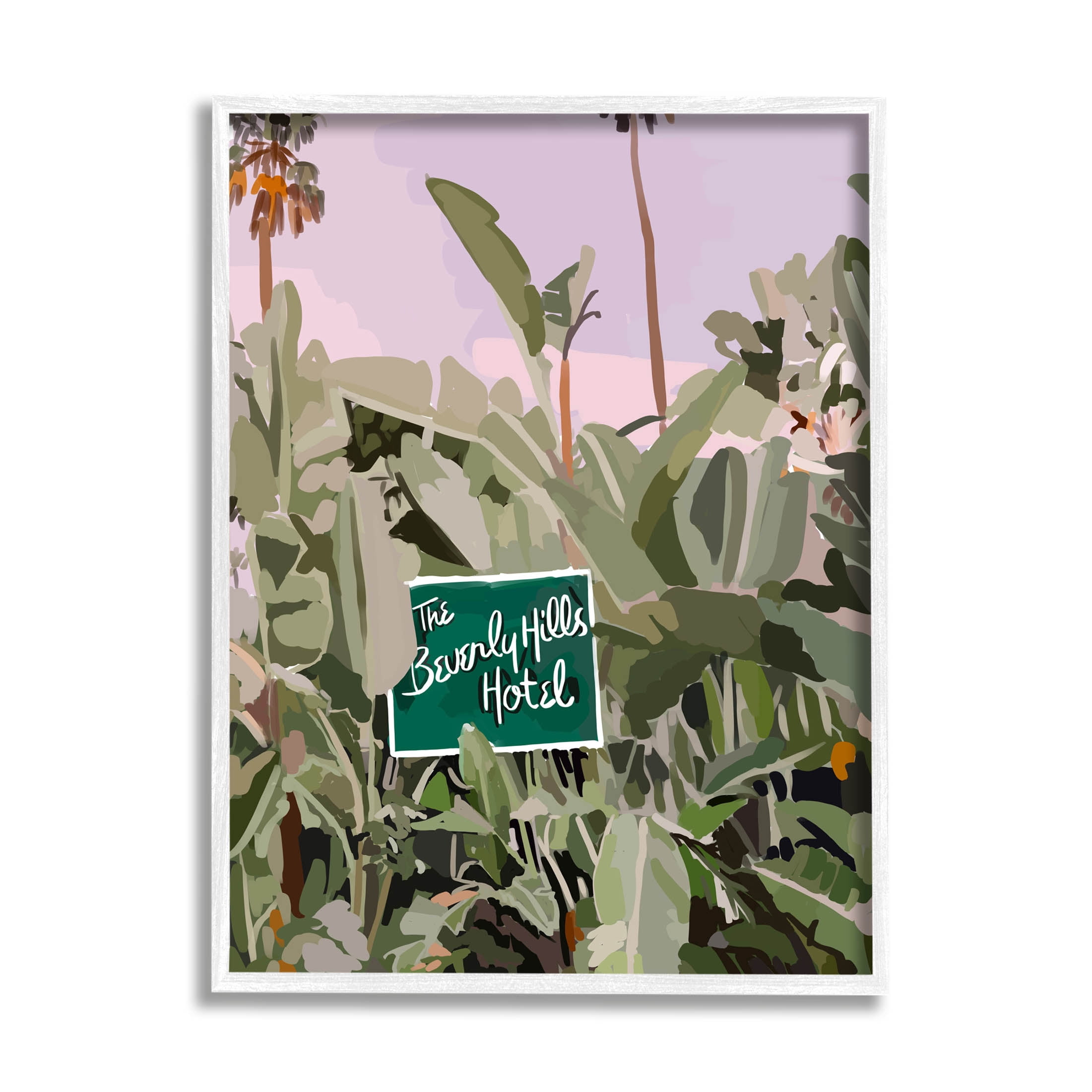 Stupell Industries Beverly Hills Tropical Vacation Graphic Art White Framed Art Print Wall Art, Design by Amelia Noyes