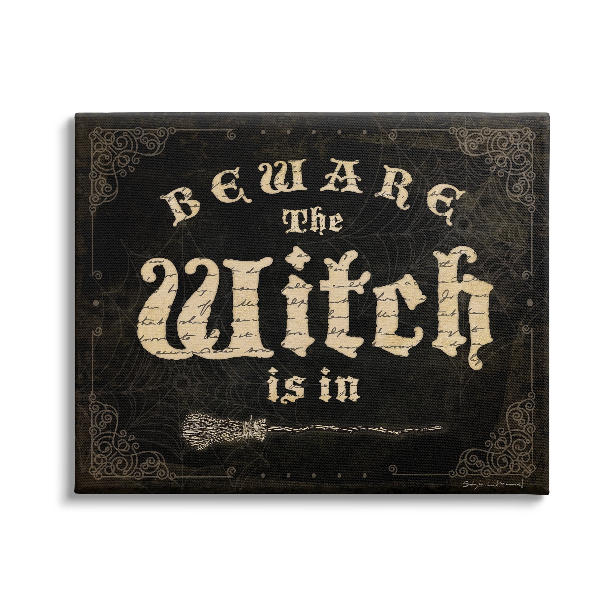 Stupell Industries Beware The Witch Vintage Phrase Holiday Painting Gallery Wrapped Canvas Print Wall Art