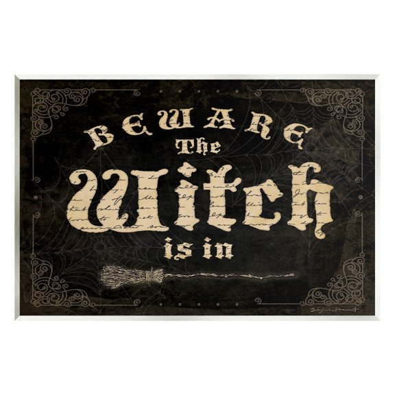 Stupell Industries Beware The Witch Vintage Phrase Holiday Painting Unframed Art Print Wall Art