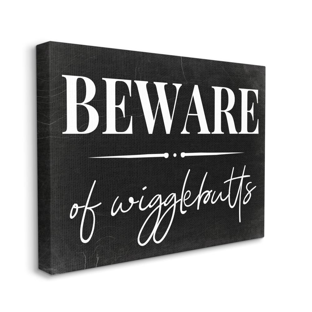 Stupell Industries Beware of Wigglebutts Pet Home Welcome Sign Canvas Wall Art Design by Daphne Polselli, 16" x 20"