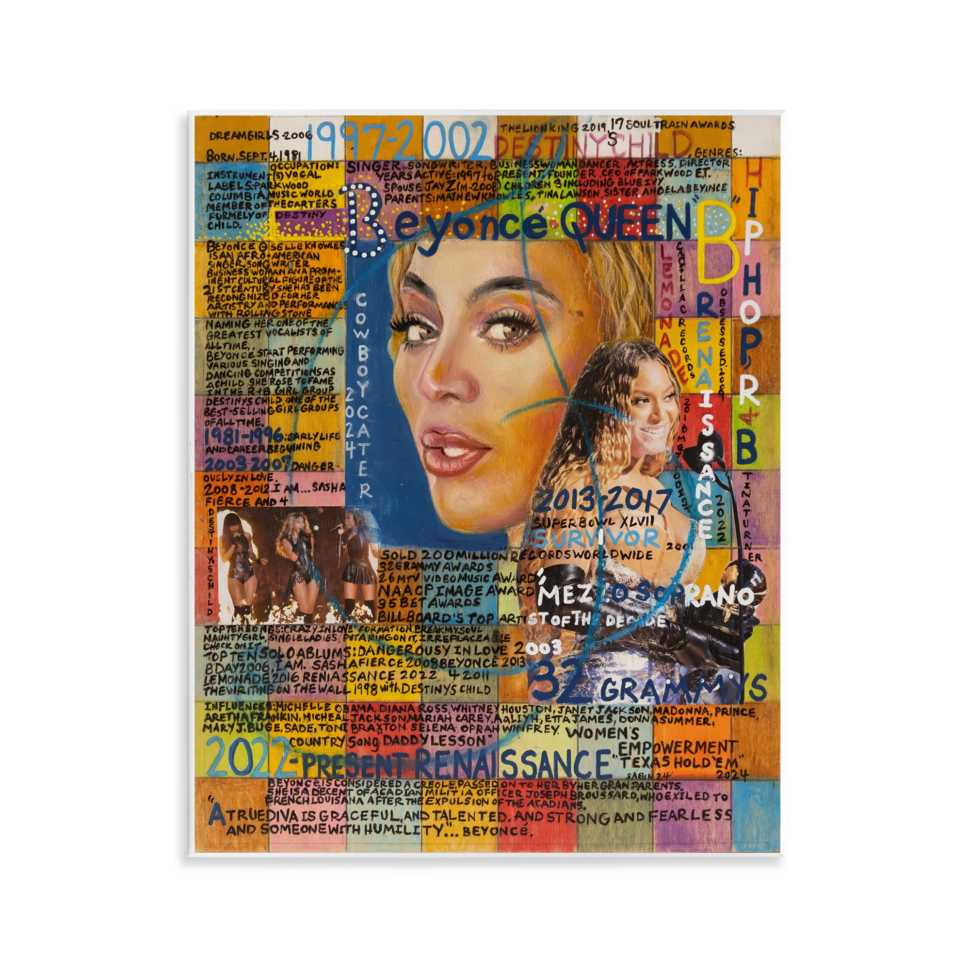 Stupell Industries Beyonce Musician Collage People Drawing Unframed Art Print Wall Art, 11 x 14