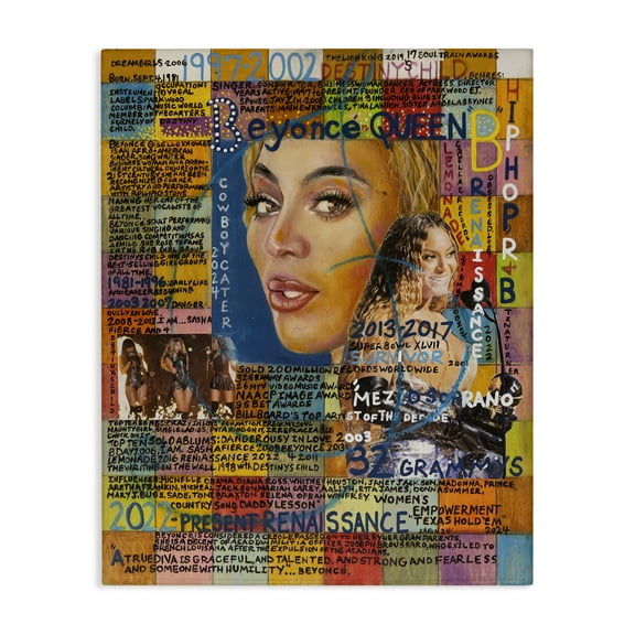 Stupell Industries Beyonce Musician Collage People Drawing Wrapped Canvas Art Print Wall Art, 16 x 20