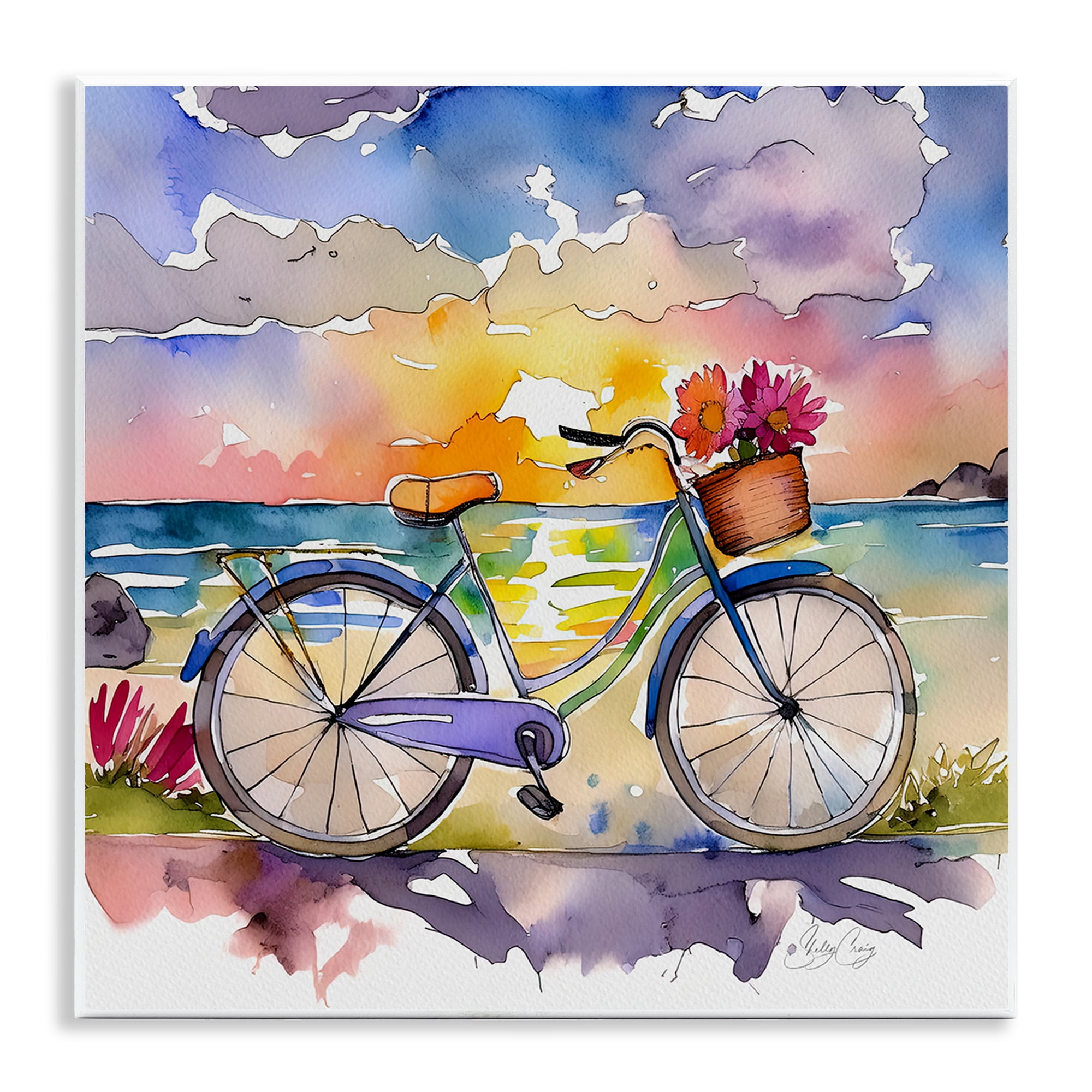 Stupell Industries Bicycle By The Seaside Wall Plaque Art, design by Shelly Craig