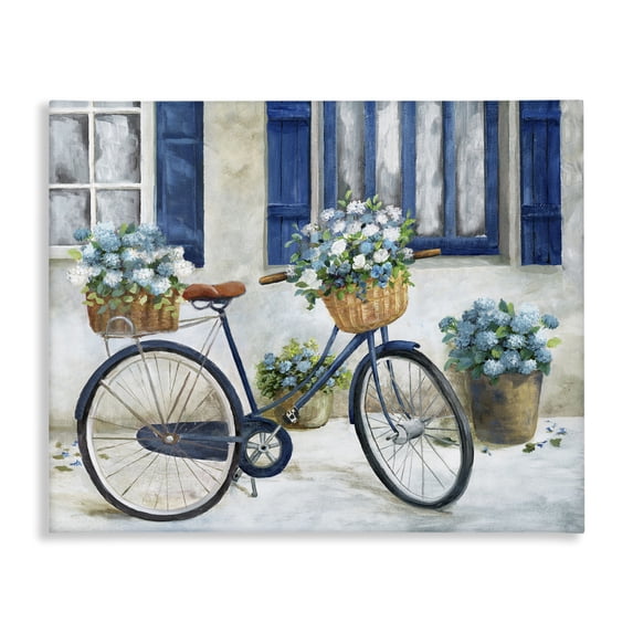 Stupell Industries Bicycle & Cottage Windows Transportation Painting Wrapped Canvas Canvas Art Print Wall Art, 30 x 24