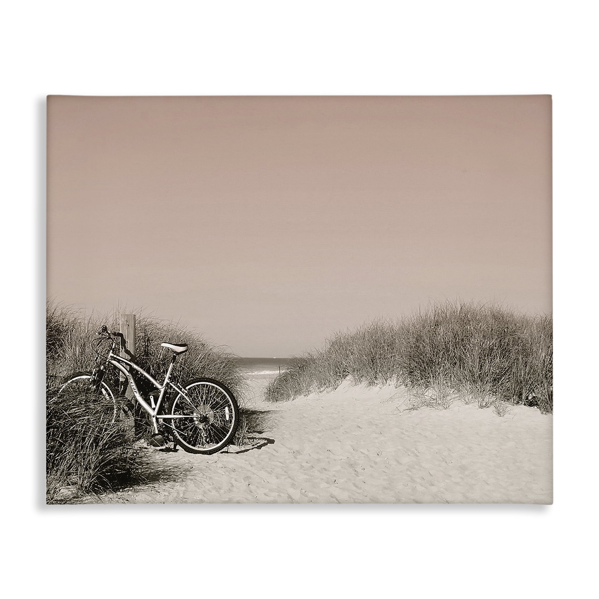Stupell Industries Bicycle Ride Paused Nautical & Beach Photography Wrapped Canvas Art Print Wall Art, 48 x 36