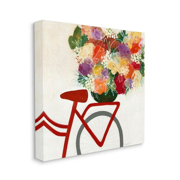 Stupell Industries Bicycle Seat Floral Bouquet Whimsical Flower Lines Canvas Wall Art Design by Third and Wall