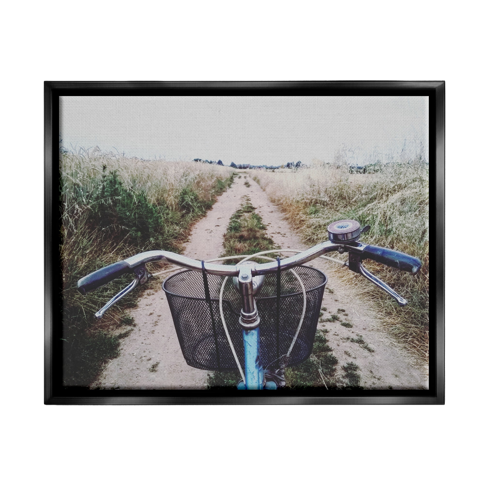 Stupell Industries Bicycle on Rural Path Nature Photography Black Floater Framed Art Print Wall Art, 31 x 25