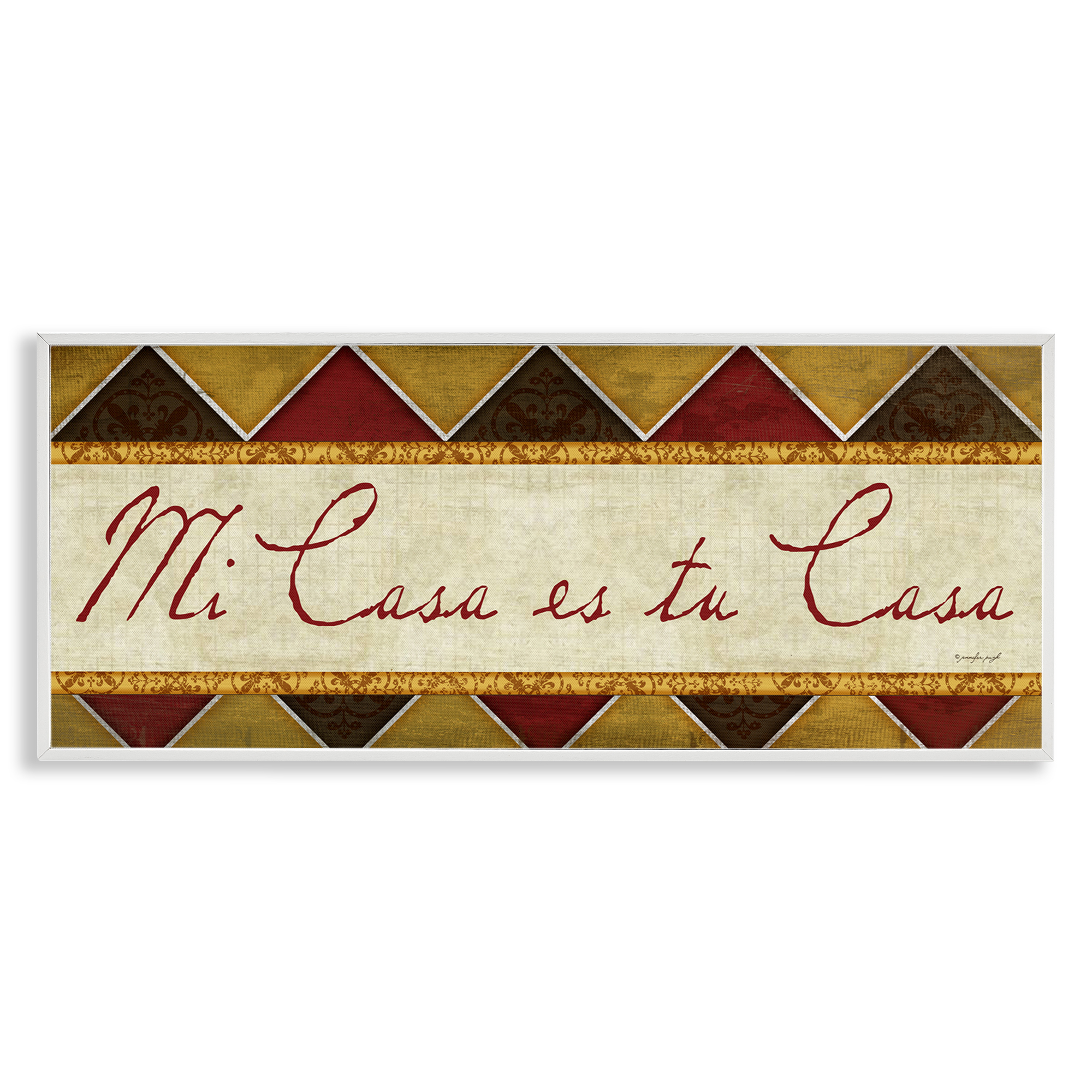 Stupell Industries Bienvenida Mi Casa Tu Casa Signs and Rules Painting White Framed Art Print Wall Art, 24 x 10