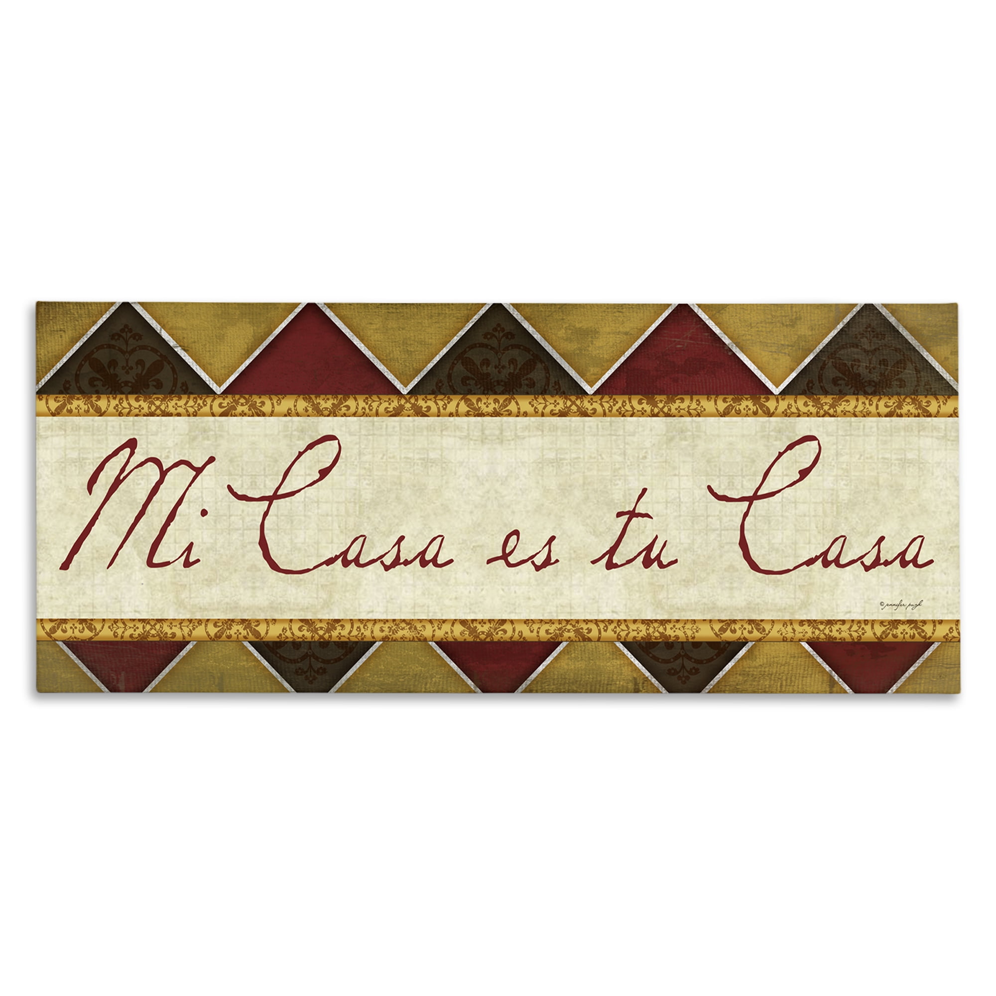 Stupell Industries Bienvenida Mi Casa Tu Casa Signs and Rules Painting Wrapped Canvas Art Print Wall Art, 24 x 10