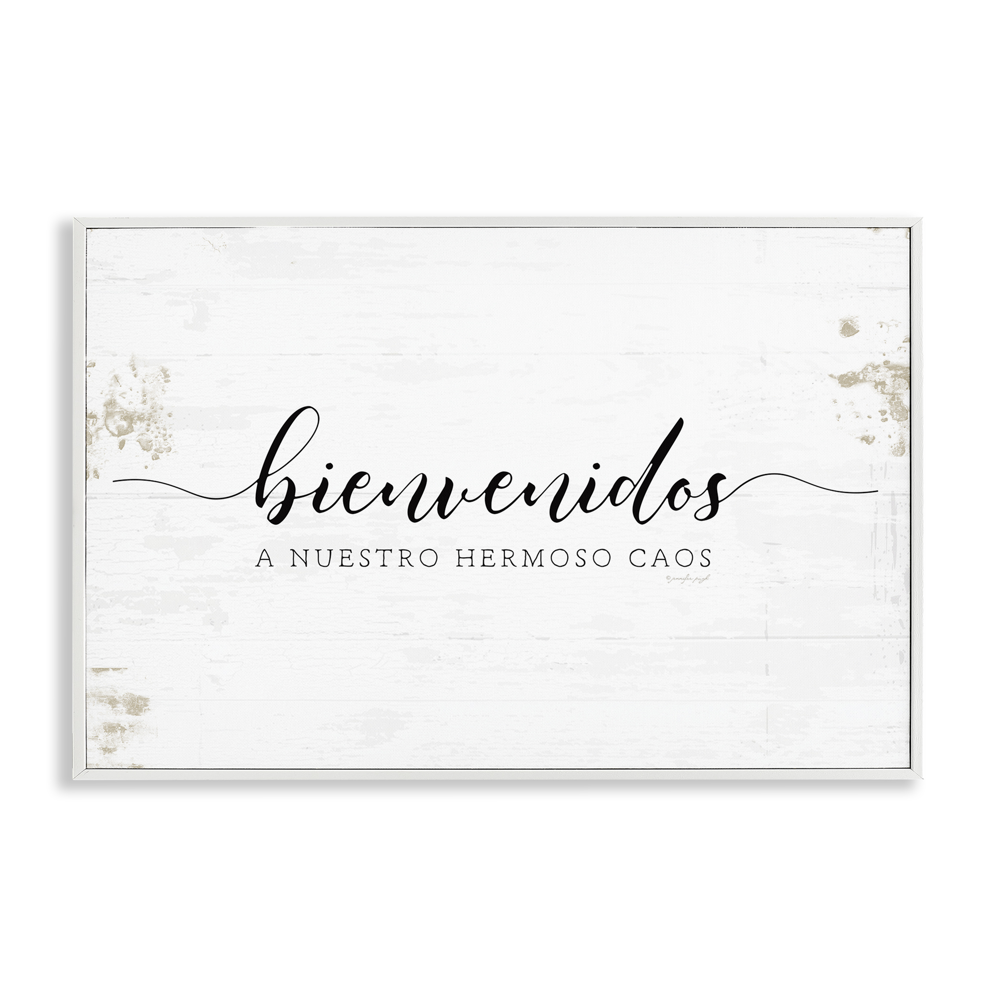 Stupell Industries Bienvenidos a Nuestro Hermoso Caos Inspirational Quotes & Sayings Painting White Framed Art Print Wall Art, 30 x 20