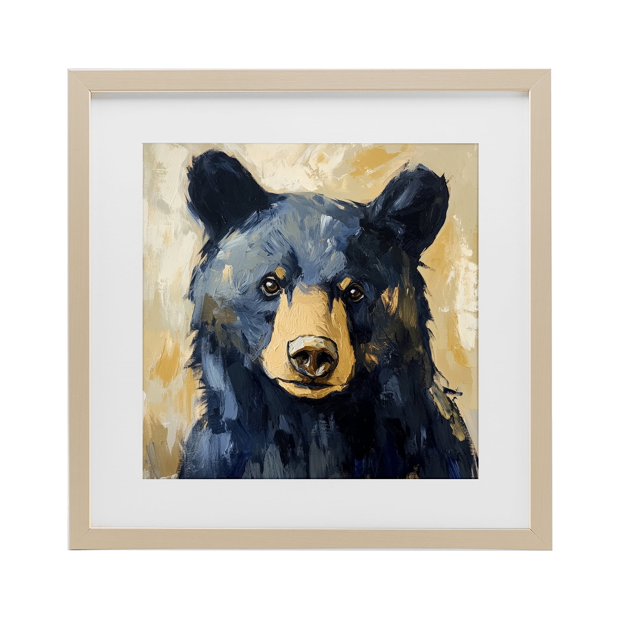 Stupell Industries Big Bear with Brushstrokes Birch Framed Print Under Glass, design by Petal Prints Design