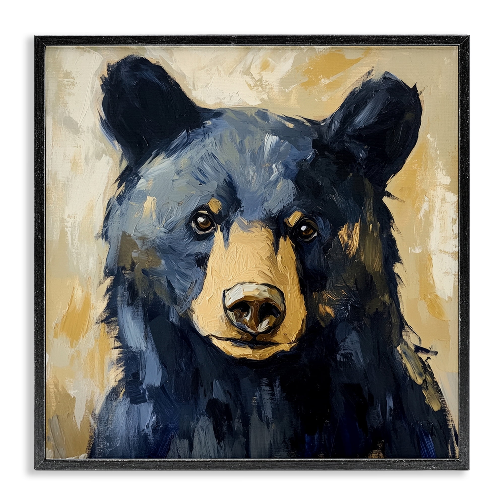 Stupell Industries Big Bear with Brushstrokes Black Framed Giclee Art, design by Petal Prints Design