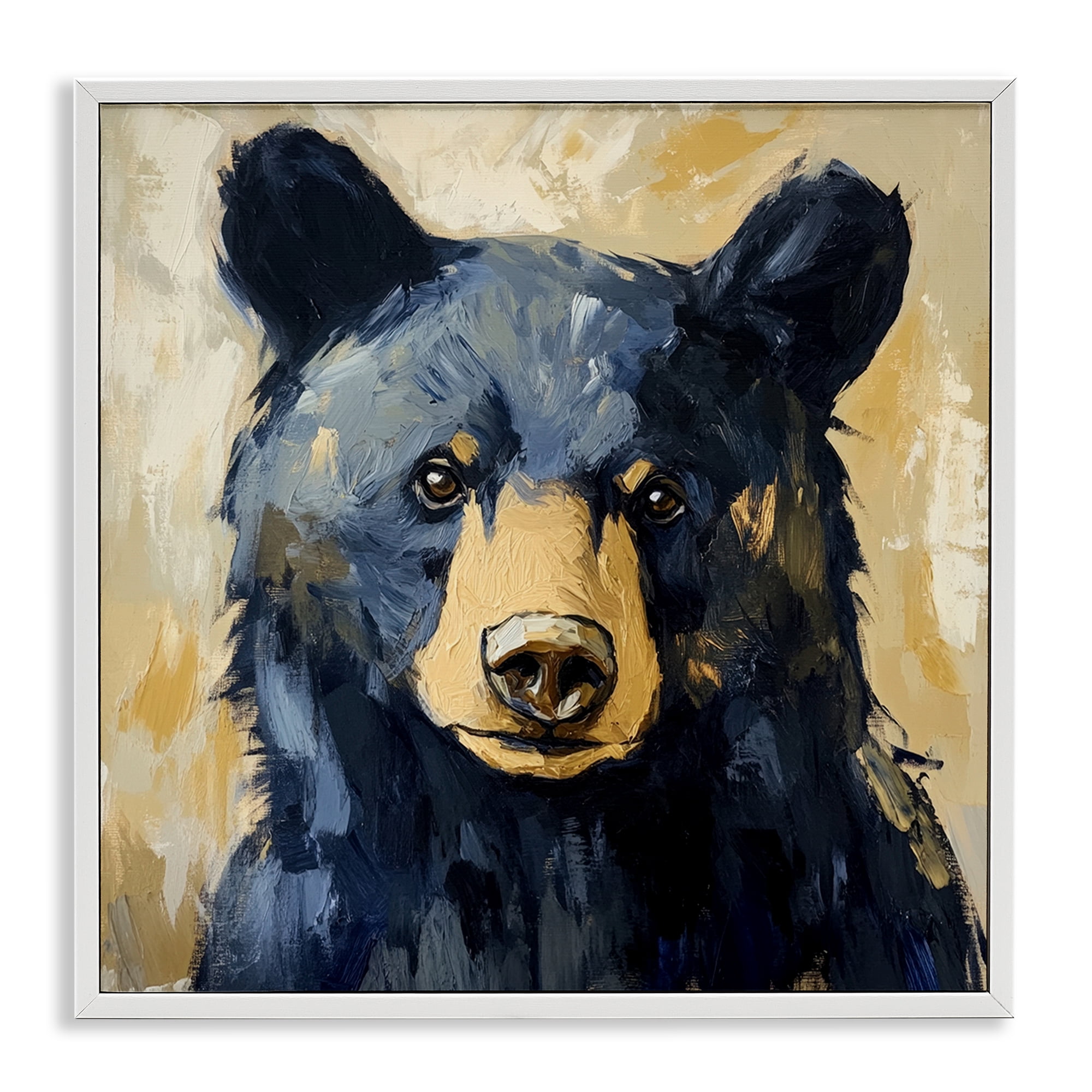 Stupell Industries Big Bear with Brushstrokes White Framed Giclee Art, design by Petal Prints Design