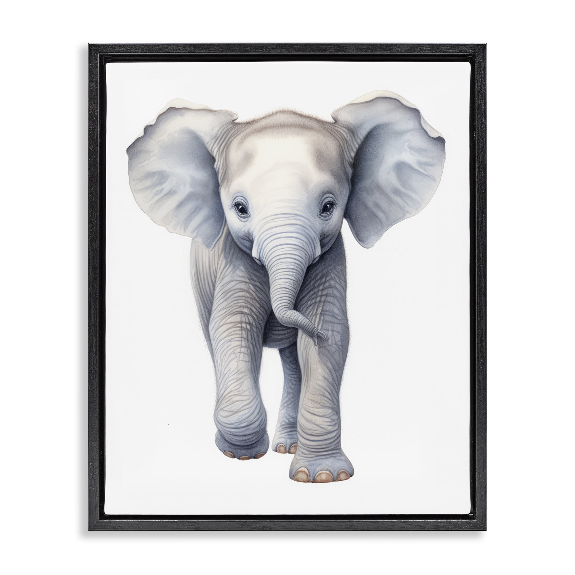 Stupell Industries Big Budding Pachyderm Black Framed Floater Canvas Wall Art, design by Ray Powers