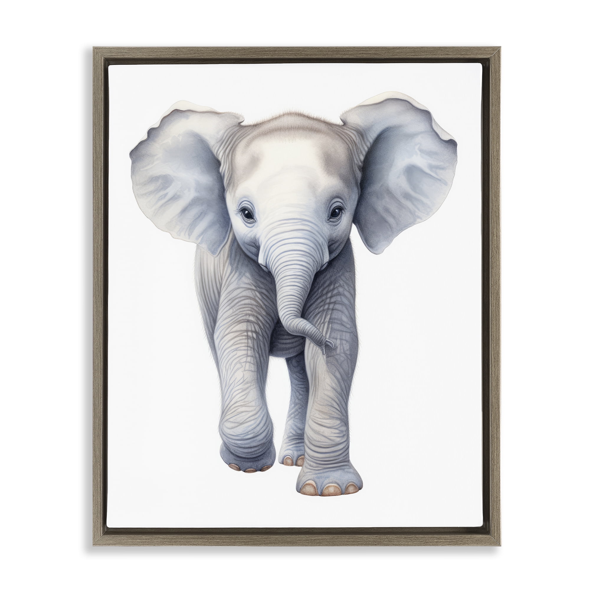 Stupell Industries Big Budding Pachyderm Brown Framed Floater Canvas Wall Art, design by Ray Powers