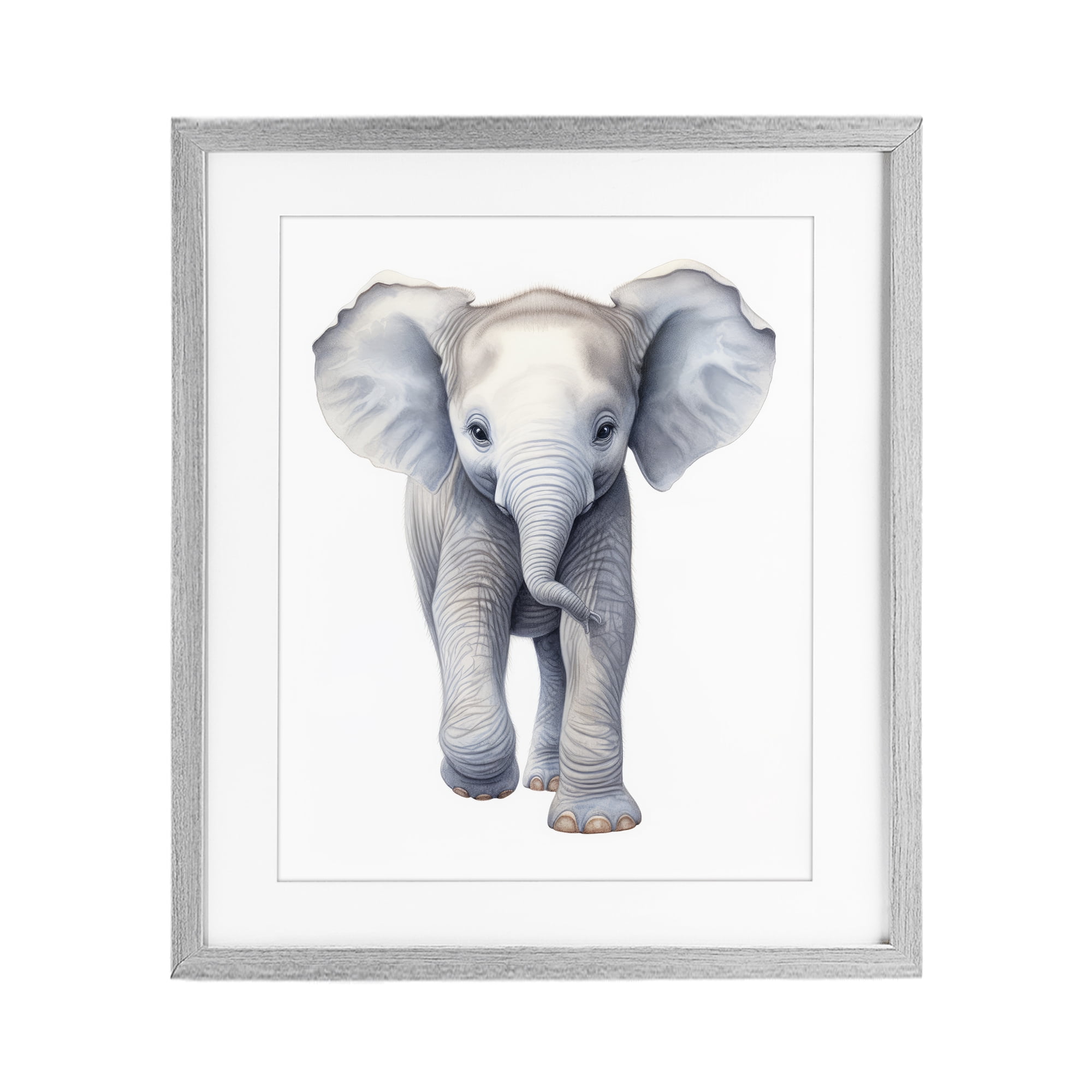 Stupell Industries Big Budding Pachyderm Gray Framed Print Under Glass, design by Ray Powers