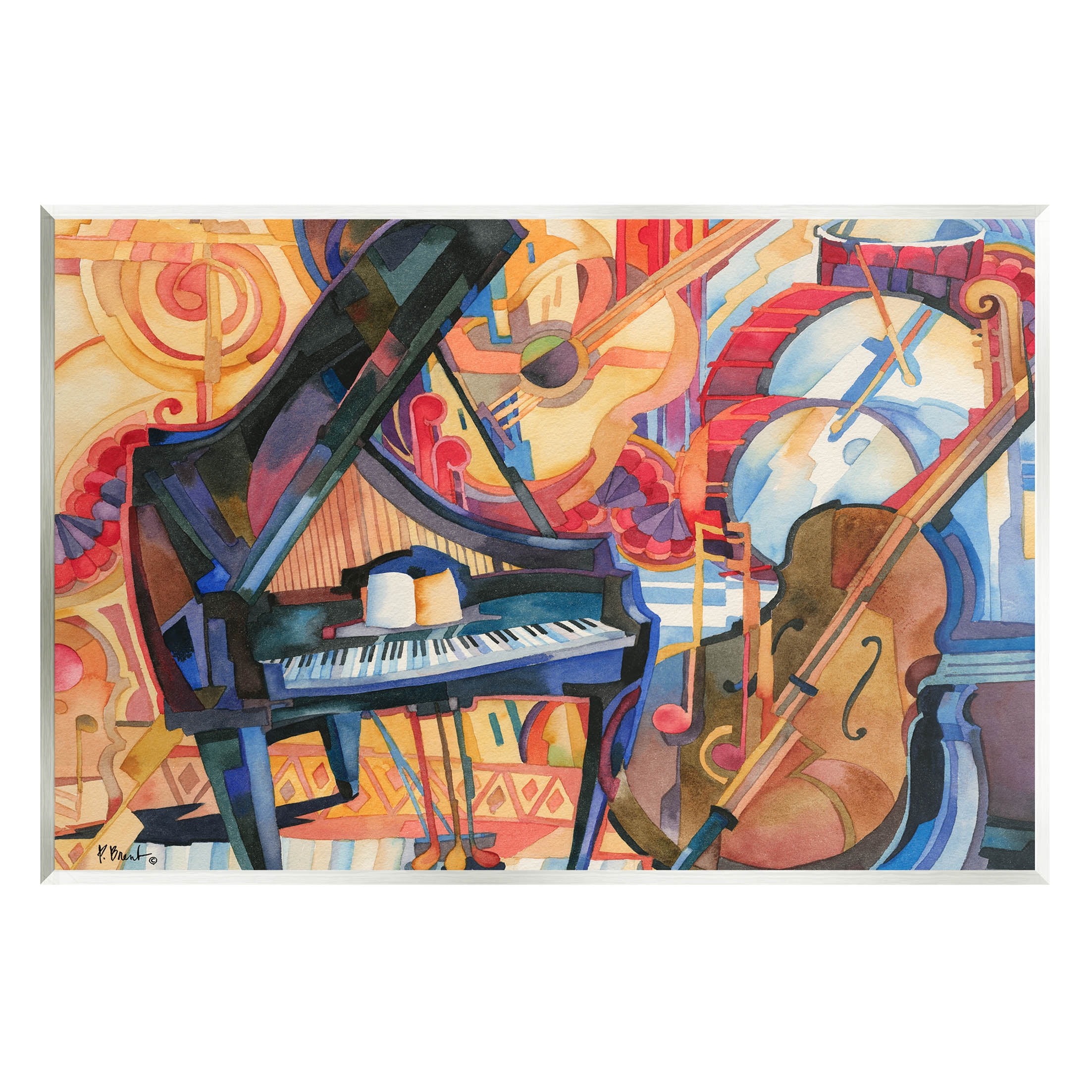 Stupell Industries Big City Music Piano Cubism Painting Unframed Art Print Wall Art, Design by Paul Brent