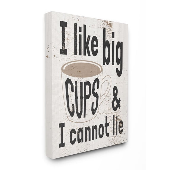 Stupell Industries Big Cups Funny Word Kitchen Dining Room Paint Textured Design Super Canvas Wall Art by Daphne Polselli
