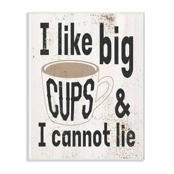 Stupell Industries Big Cups Funny Word Kitchen Dining Room Paint Textured Design Wall Plaque Art by Daphne Polselli