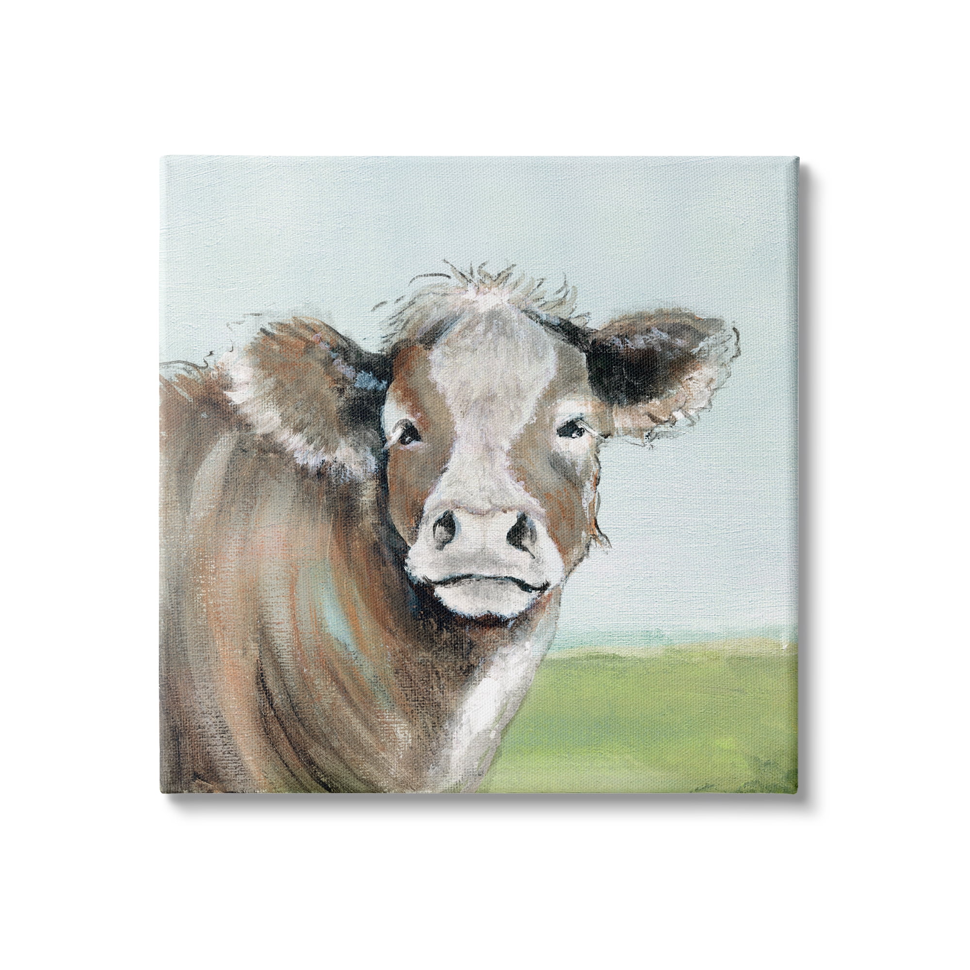 Stupell Industries Big Ear Farm Cattle Countryside Cow Fluffy Hair, 24 x 24, Design by Janet Tava