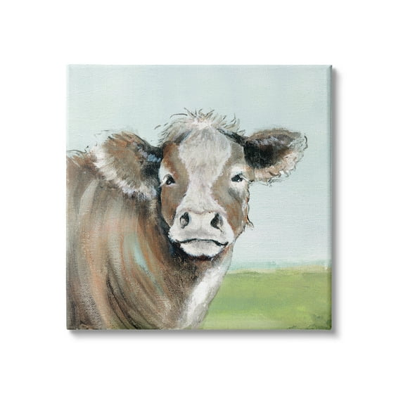 Stupell Industries Big Ear Farm Cattle Countryside Cow Fluffy Hair, 30 x 30, Design by Janet Tava