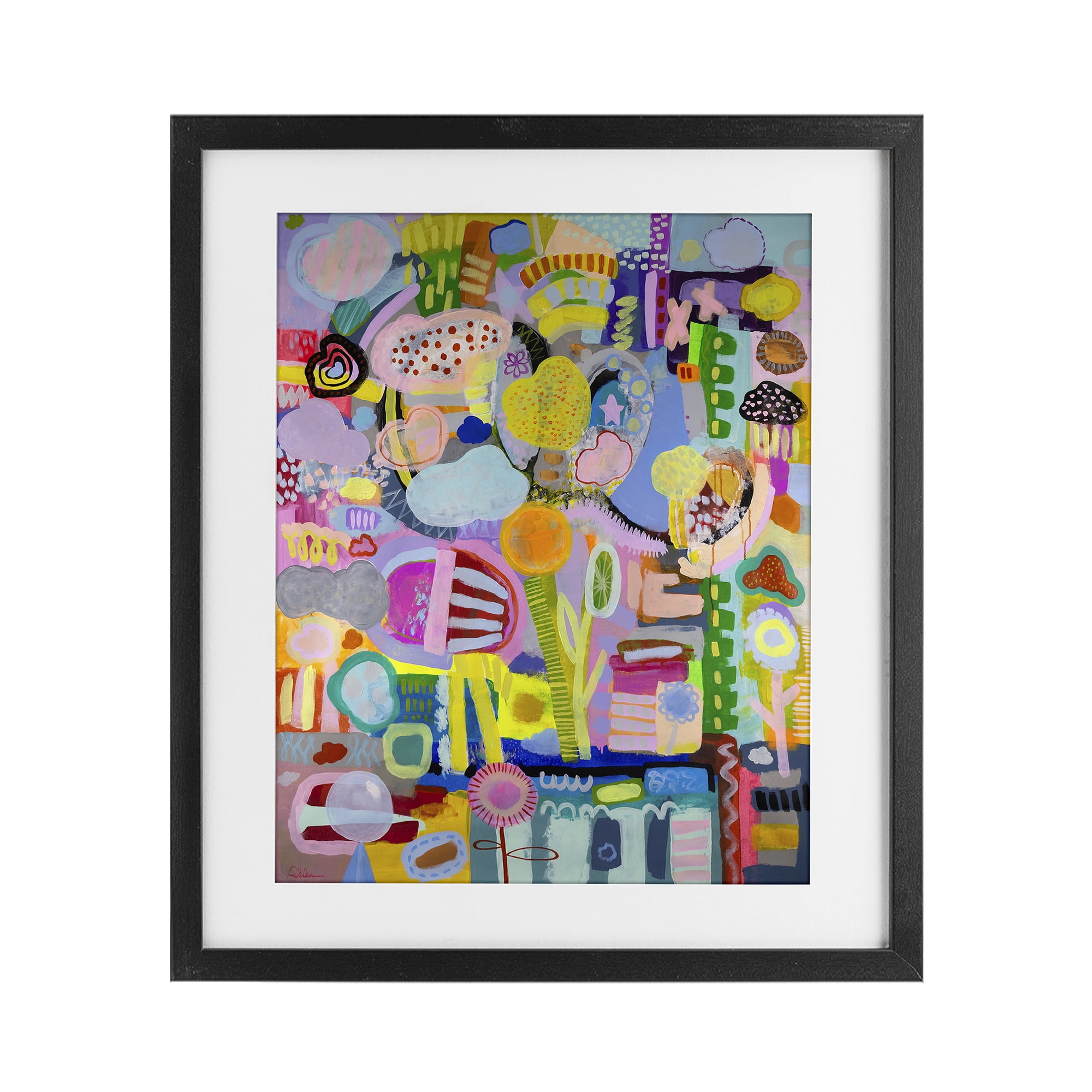 Stupell Industries Big Happy Whimsical Collage Black Framed Print Under Glass, design by Mary Robertson