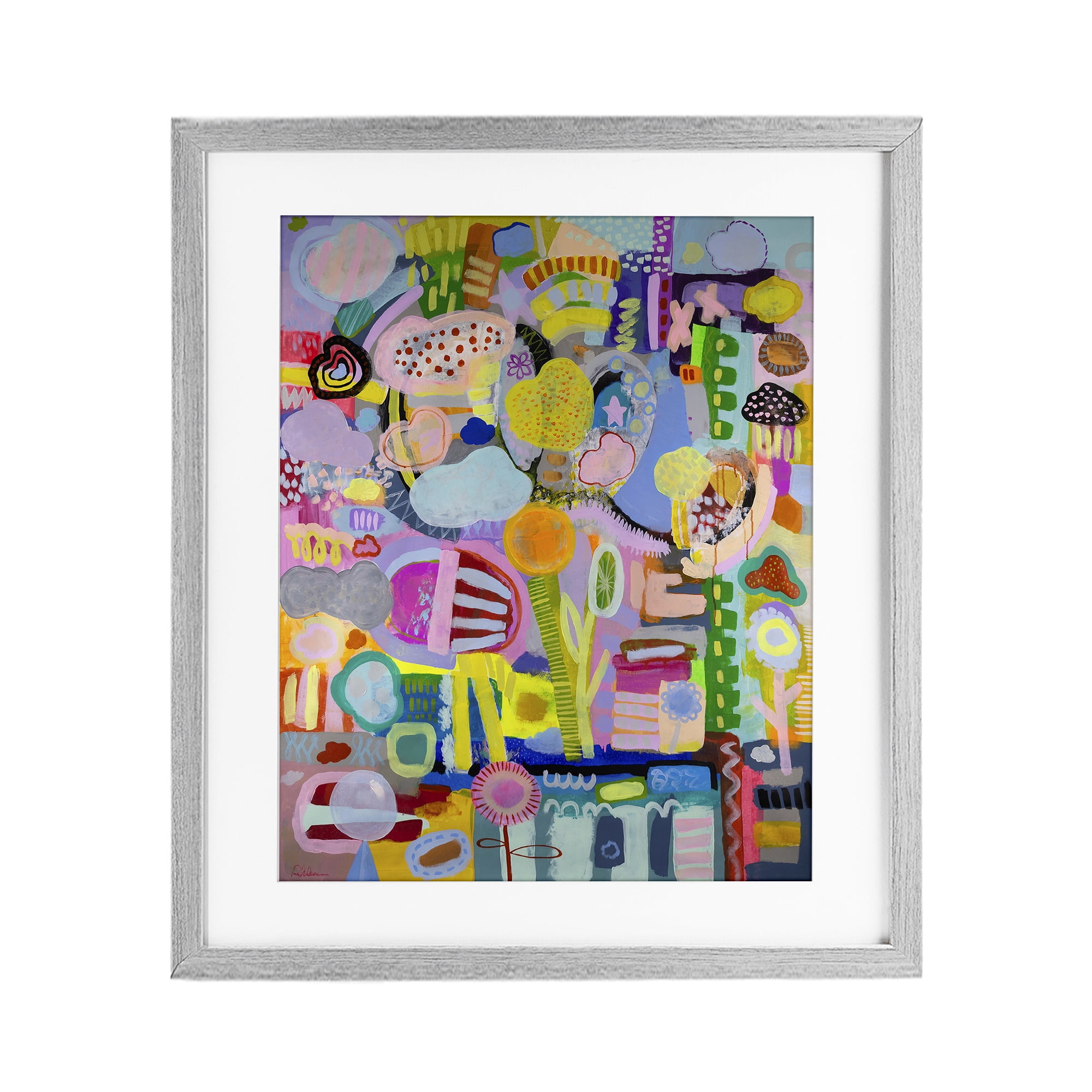 Stupell Industries Big Happy Whimsical Collage Gray Framed Print Under Glass, design by Mary Robertson