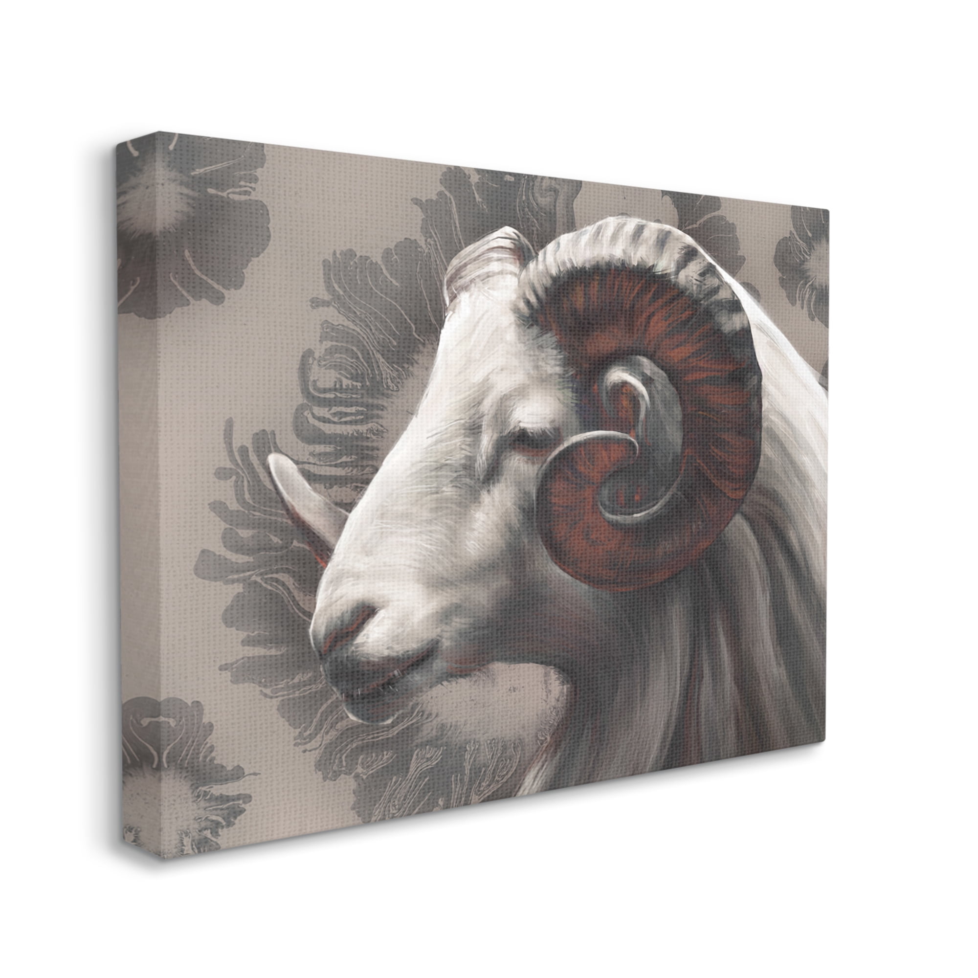 Stupell Industries Big Horn Ram Portrait Abstract Grey Pattern Canvas Wall Art by Ziwei Li