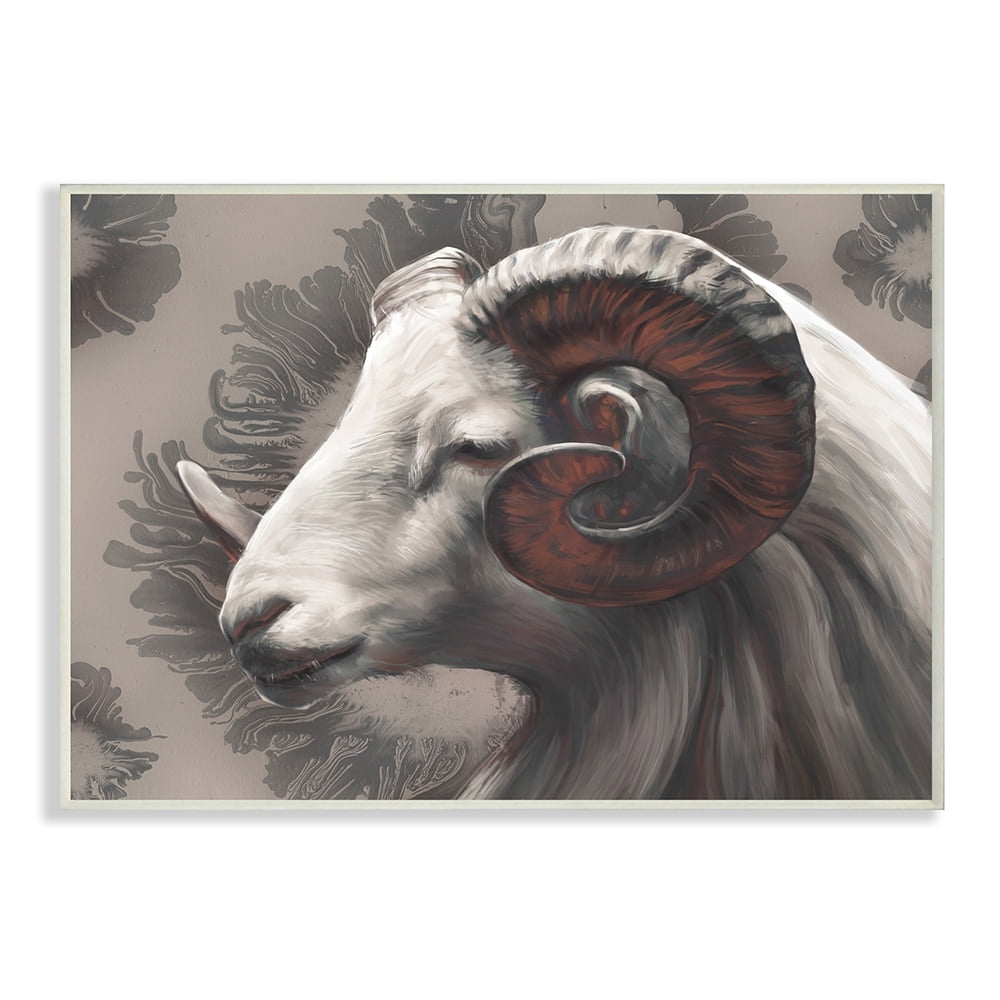 Stupell Industries Big Horn Ram Portrait Abstract Grey Pattern Wall Plaque by Ziwei Li