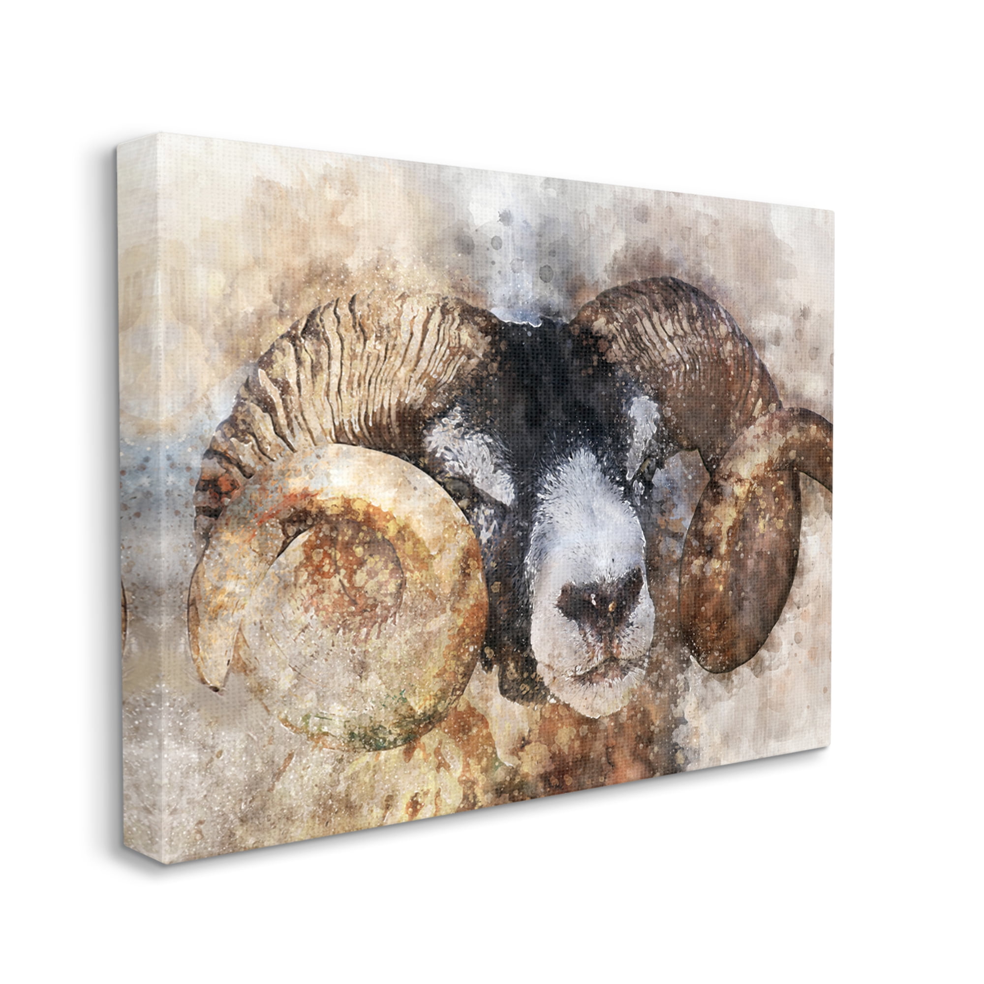 Stupell Industries Big Horned Ram Abstract Dreamlike Portrait Canvas Wall Art by Ziwei Li