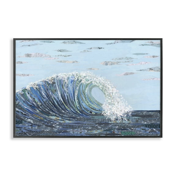 Stupell Industries Big Kahuna Wave Landscape Painting Black Framed Art Print Wall Art, 18 x 12